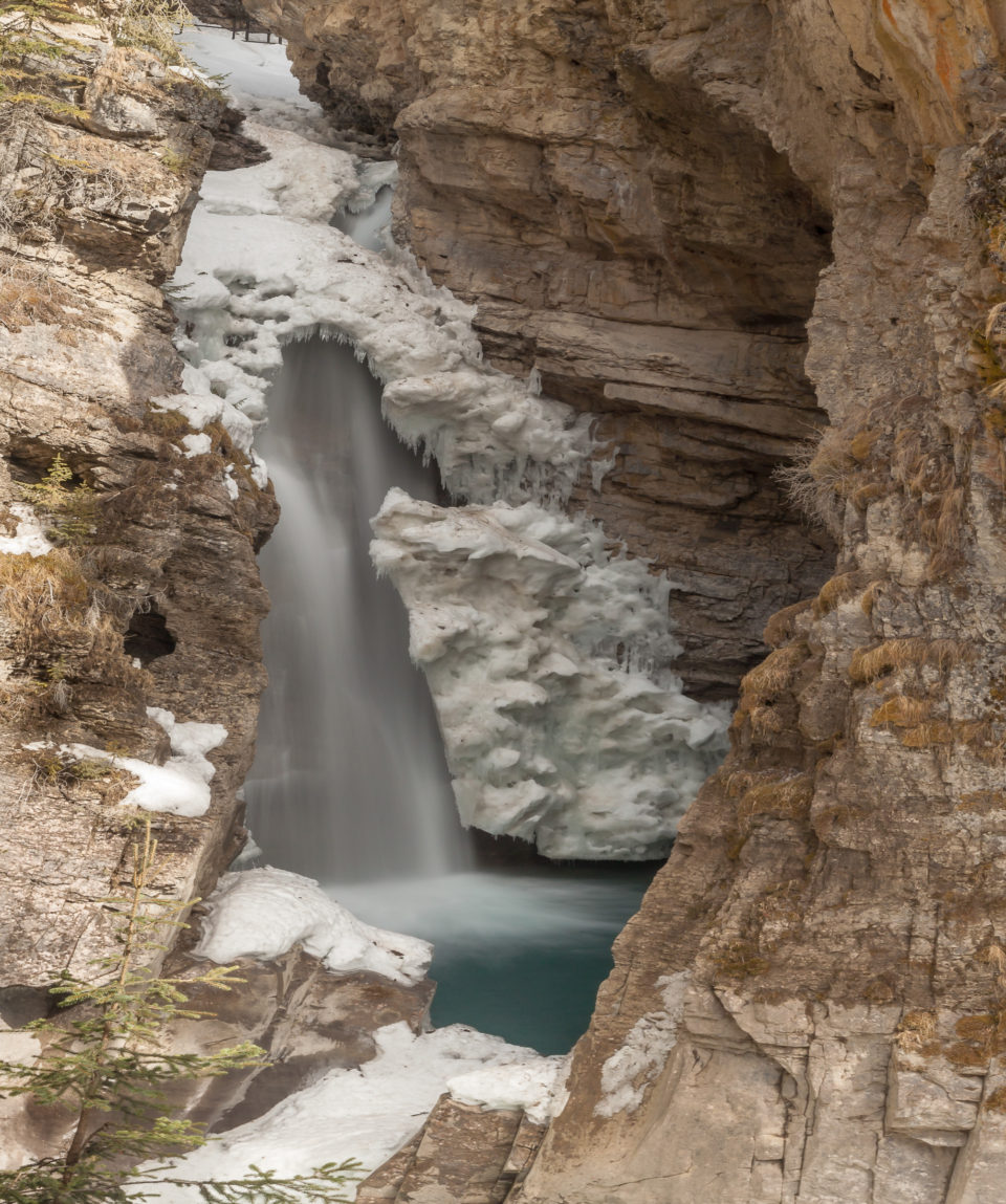 Lower Johnston Canyon Waterfall in Winter